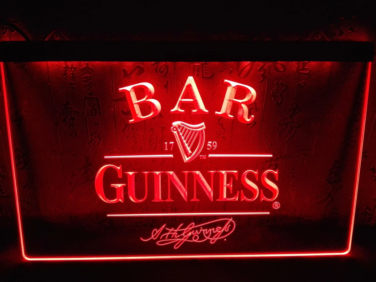 LA427 Бар Пиво Guinness Светодиодный неоновый светильник знак для домашнего
