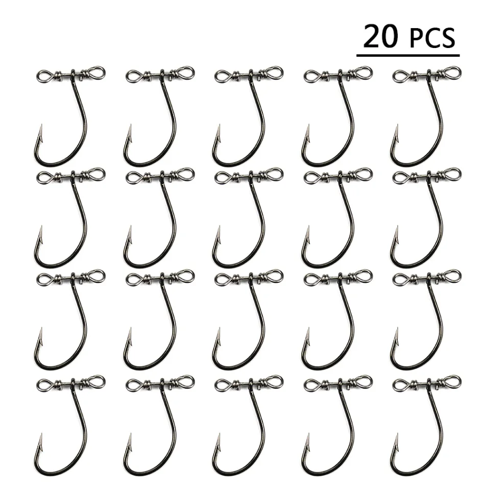 20 pcs Это колючий рыболовный крючок 10 шт./20 шт углеродного Сталь рыболовный крючок Мягкая приманка червяк Крючки Крючок Рыболовные Крючки с поворотным для песка - Цвет: 20 pcs