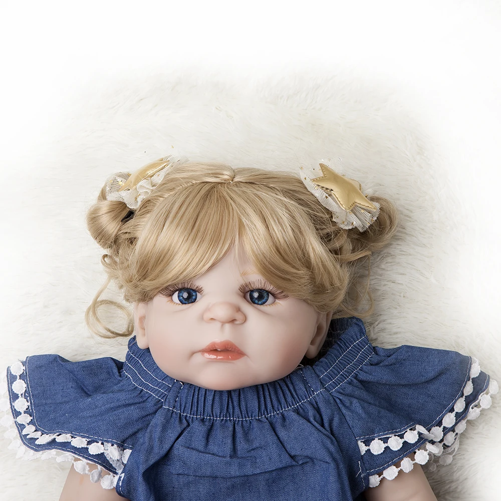 55 см силиконовая кукла Reborn Baby реалистичные вьющиеся волосы Bebe детская игрушка