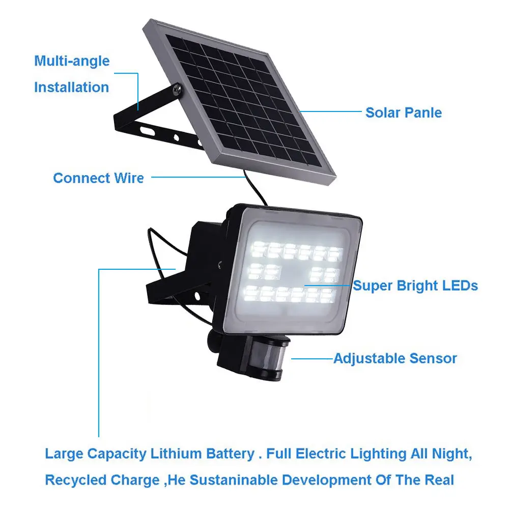 Современный Светодиодный прожектор 10 Вт/20 Вт/30 Вт/50 Вт на солнечной энергии с
