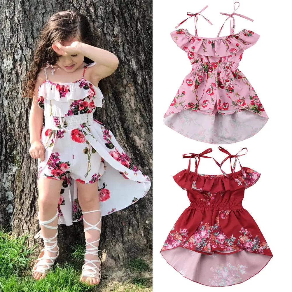 Детский комбинезон в стиле бохо с цветочным принтом и открытыми плечами|Платья| |