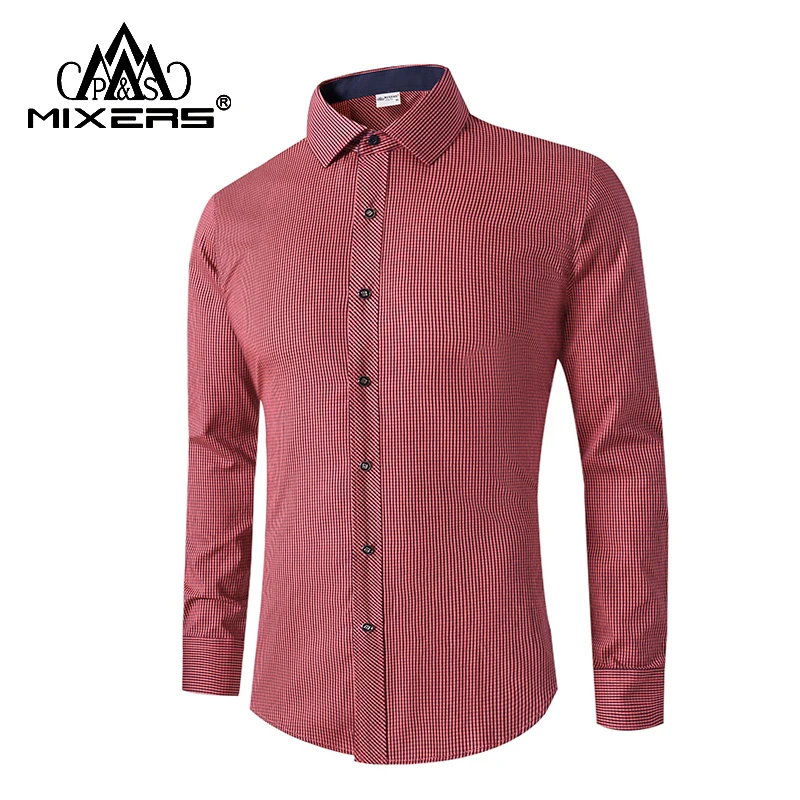 Новое поступление 2018 клетчатая рубашка мужская красная Повседневная с длинным