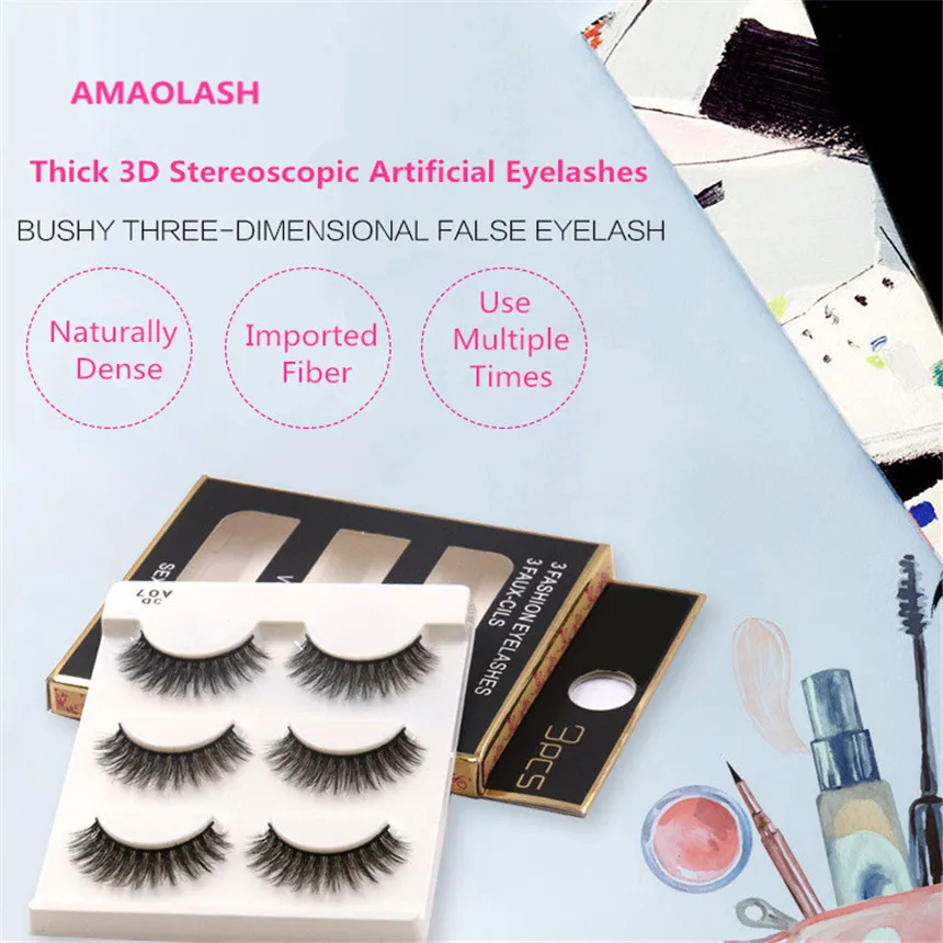 AMAOLASH 3 Пары ресниц 3D накладные ресницы A07 искусственные натуральные