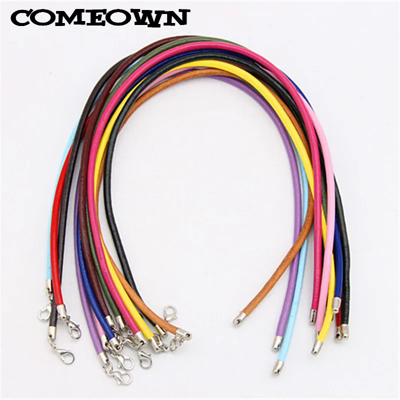 COMEOWN 10 шт. разноцветное ожерелье из натуральной кожи 3 мм 12 30 дюймов шнур с