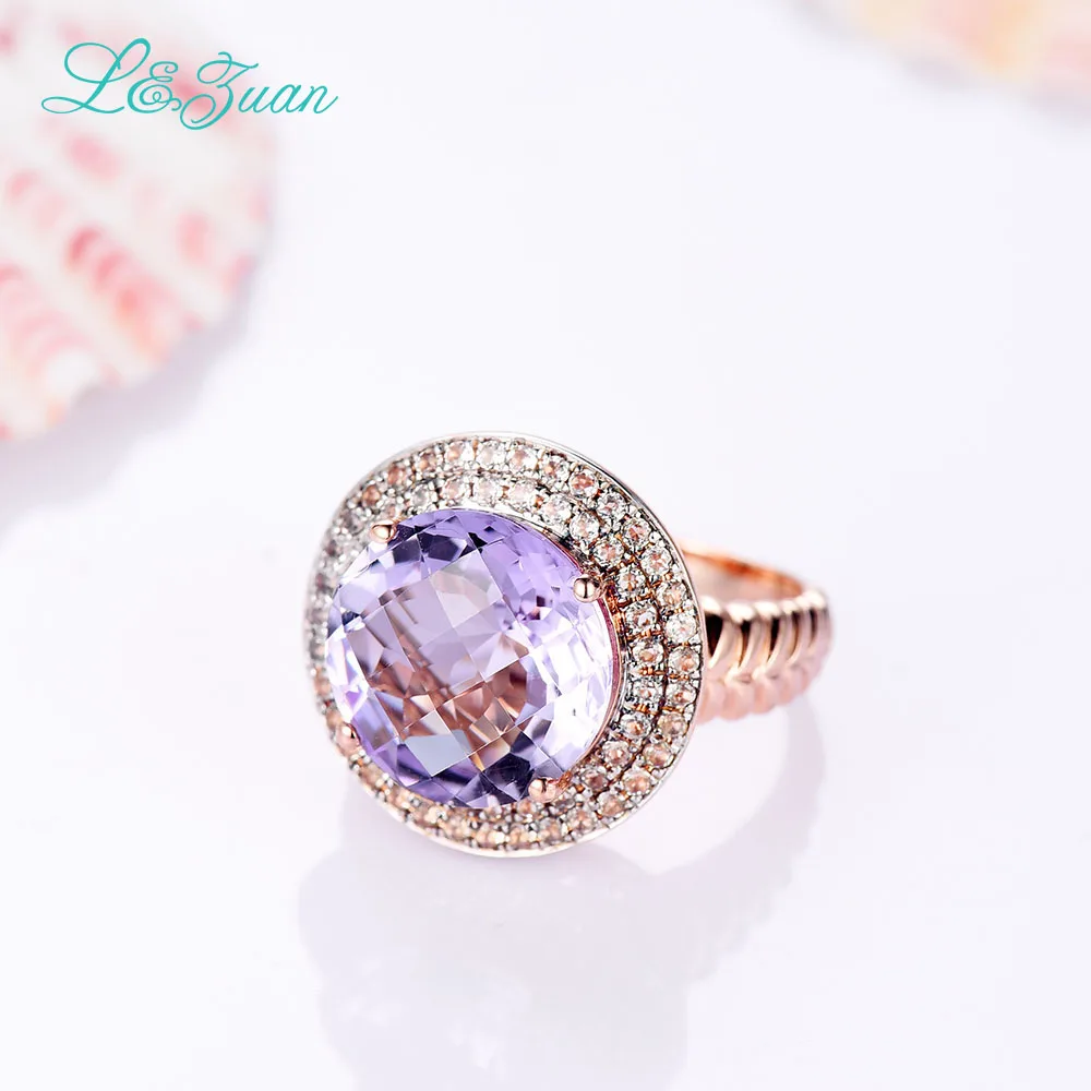 Женское кольцо L &amp zuan элитное из серебра 925 пробы с аметистом 5 482ct фиолетовый