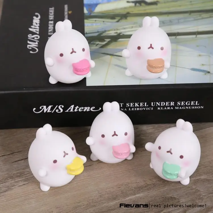 Kawaii Molang Кролик Мини ПВХ фигурки куклы модель детские игрушки милый подарок для детей 5 шт./компл