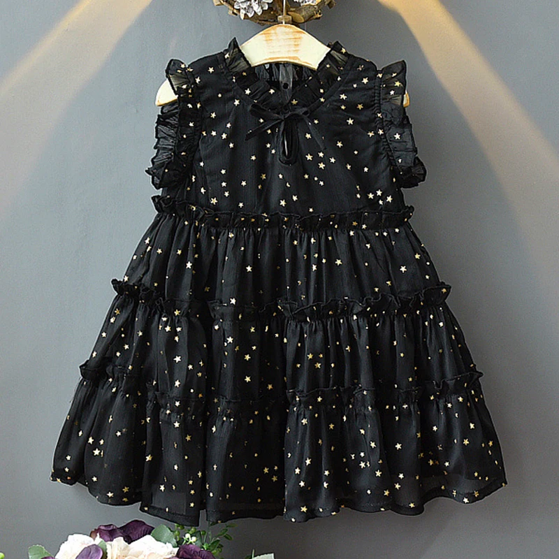 Платья для девочек Новинка лета 2020 детская одежда позолоченное платье принцессы