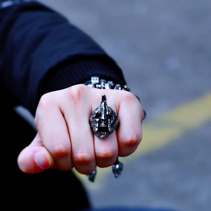 Уникальное стальное кольцо из нержавеющей стали с изображением солдата