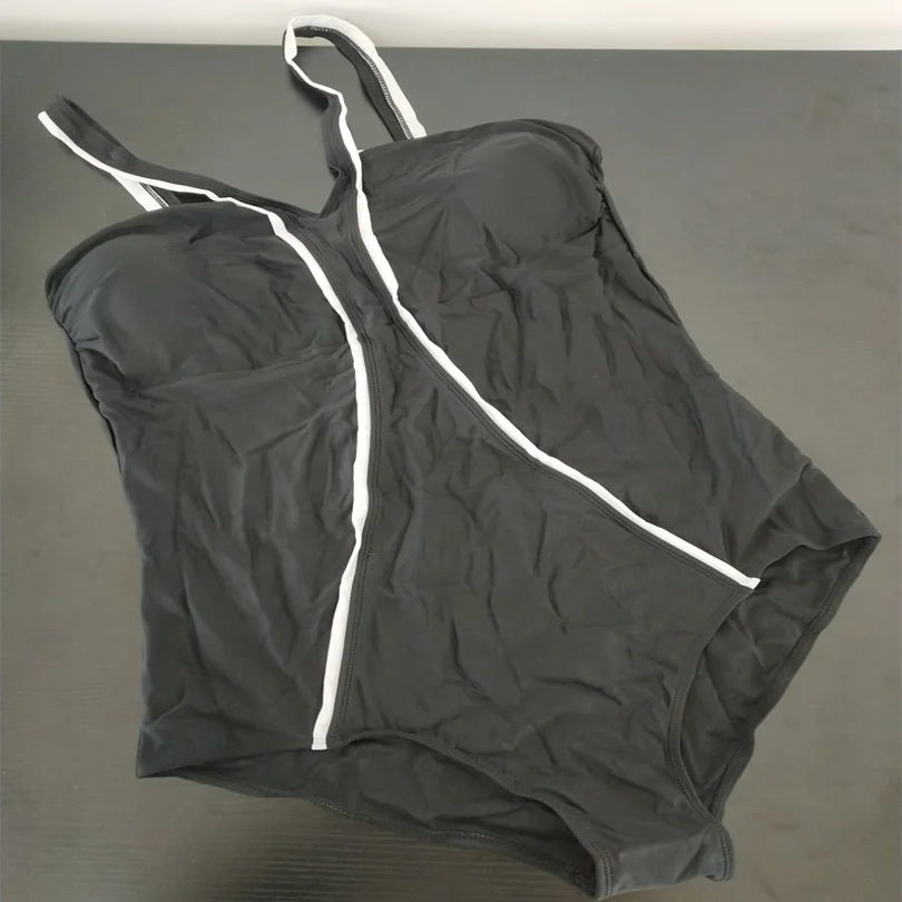 Плюс размеры 5XL Купальник для женщин 2018 черный/во время лоскутное одна деталь