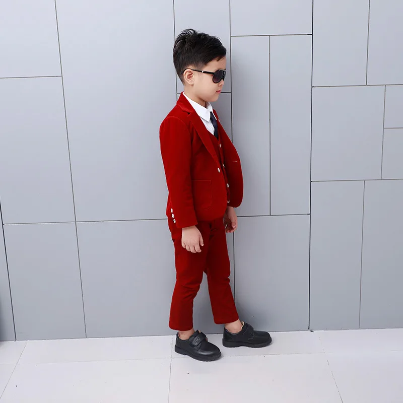 Jakcet Vest Pants M Свадебный костюм для мальчиков с цветочным принтом, детский деловой Блейзер, брюки с жилеткой, галстук, 4 предмета, смокинг, школьные вечерние костюмы для детей, джентльменов - Цвет: Jakcet Vest Pants M