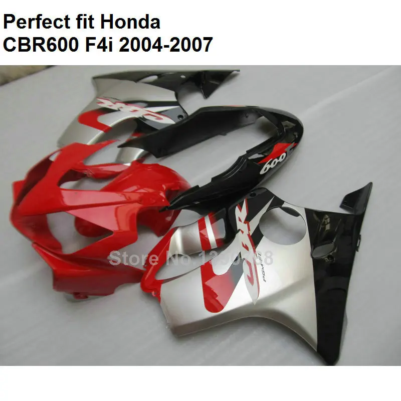 100% подходит для инжекционных обтекателей Honda CBR 600 F4i 04 05 06 07 красный серебристый