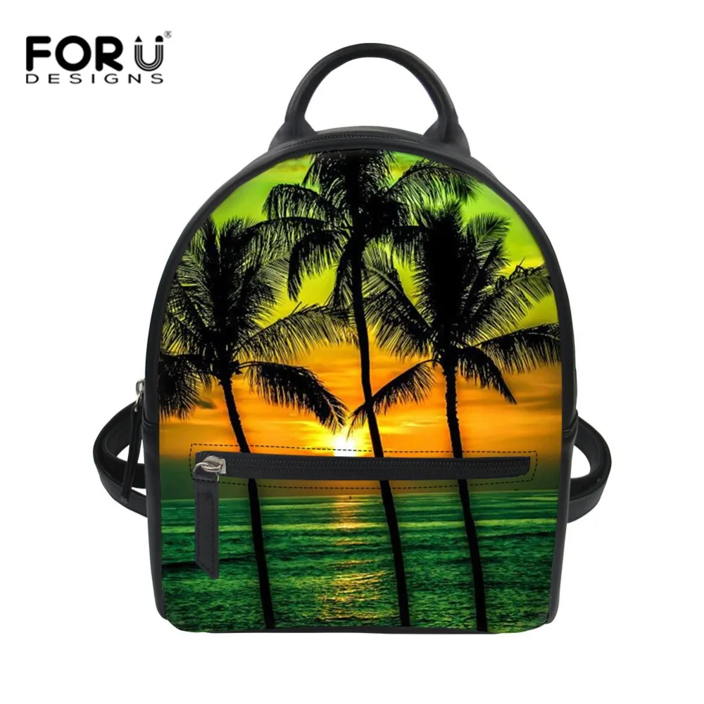 FORUDESIGNS/тропические пальмы для женщин маленький рюкзак из искусственной кожи