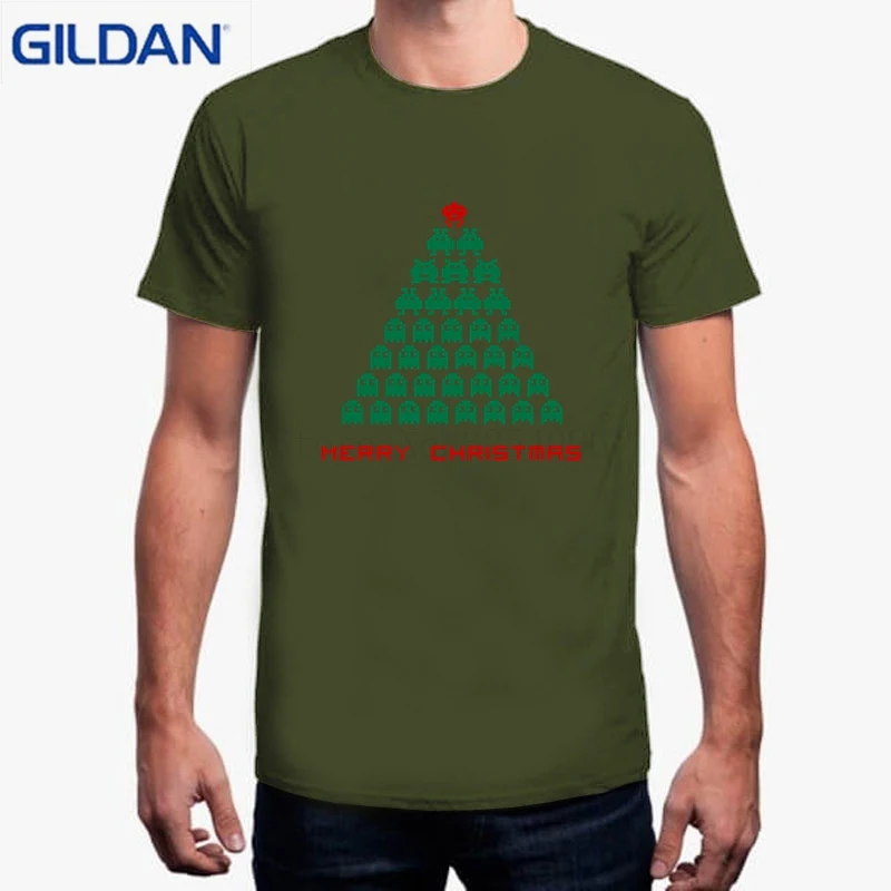 Уникальный Для мужчин футболка принт Camisa Negra Hombre Merry Рождество пиксельный Монстр