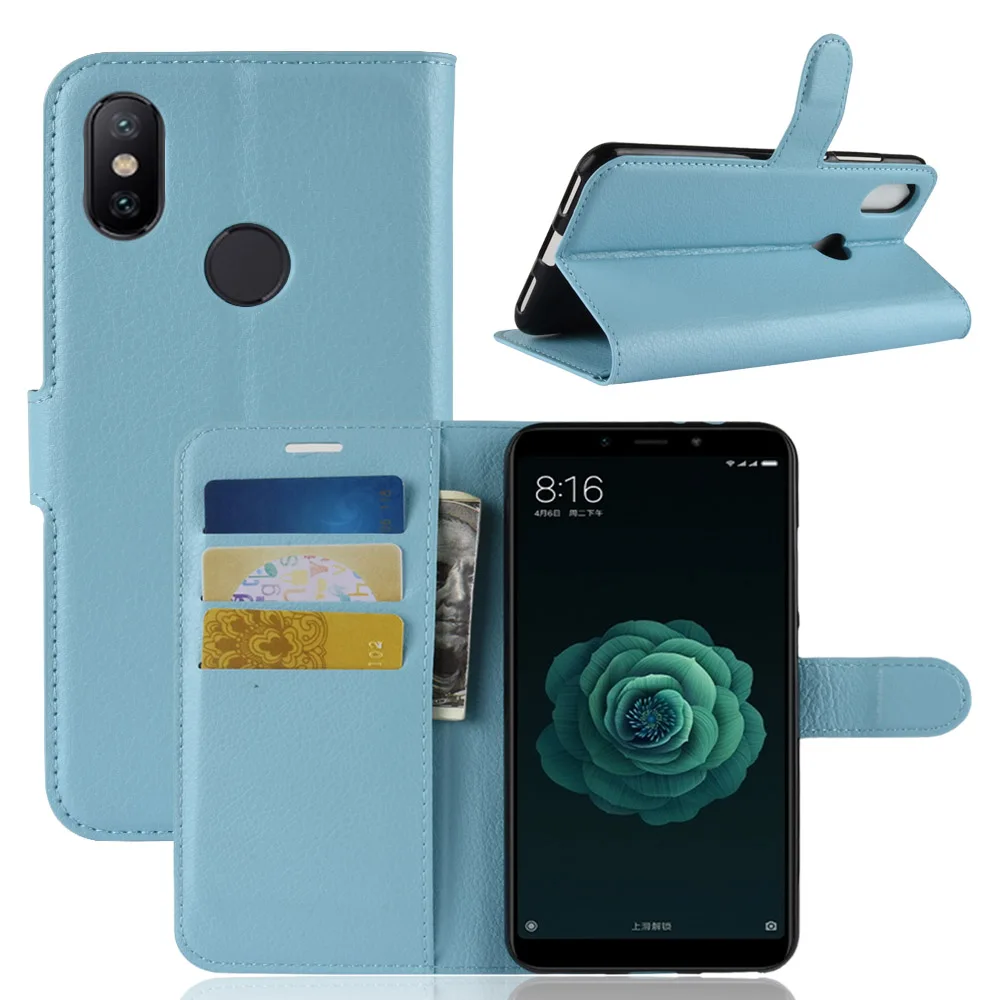 Xiaomi mi A2 Чехол Флип Роскошный кошелек из искусственной кожи ТПУ кремния Kickstand
