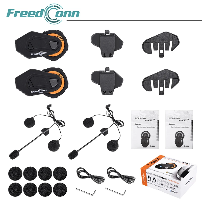 Мотогарнитура FreedConn T max для шлема Bluetooth гарнитура с FM радио переговорное