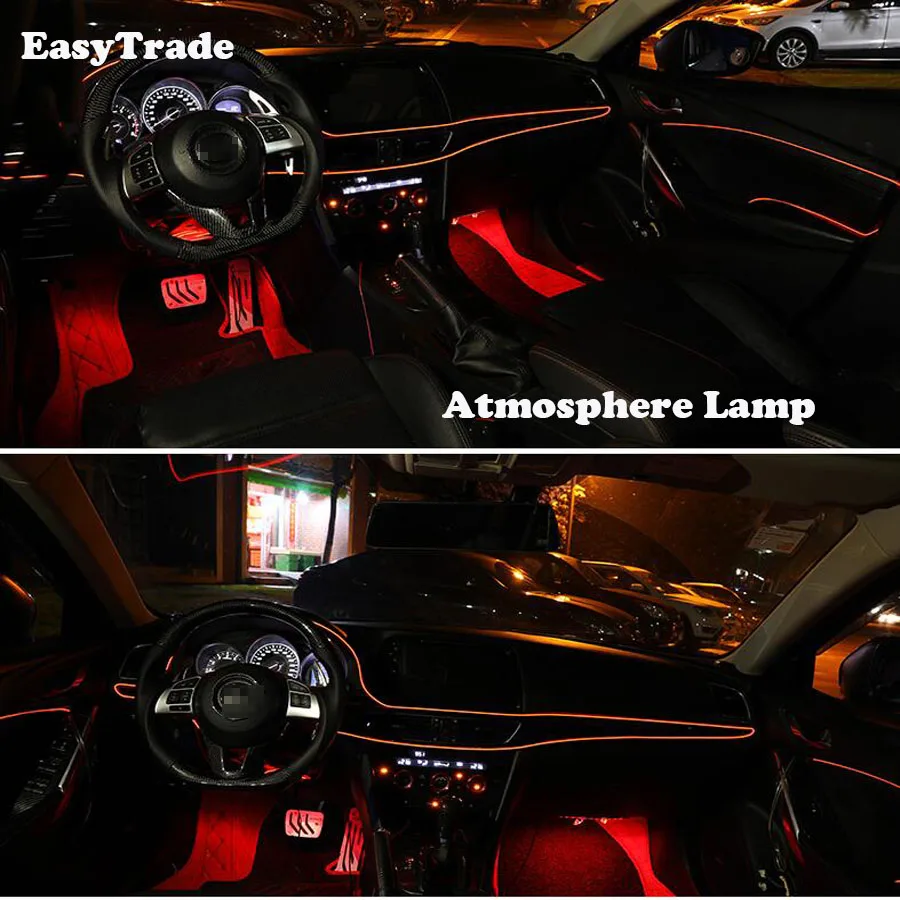Car styling Lights Interior Decoration Moulding Strips EL Cold Line Flexible Atmosphere Lamp For OPEL ASTRA J G 2010-2017 | Автомобили и