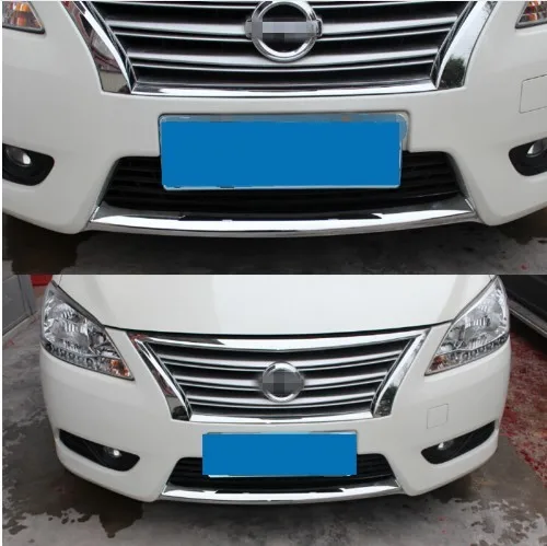 2013- Sentra Pulsar Sylphy хромированная решетка бампера передний светильник крышка литьевая сетка Стиль Гарнир