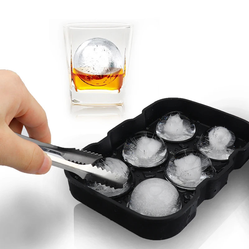 Большой 6 ячеек для виски кубик льда Шариковая силиконовая форма круглая с