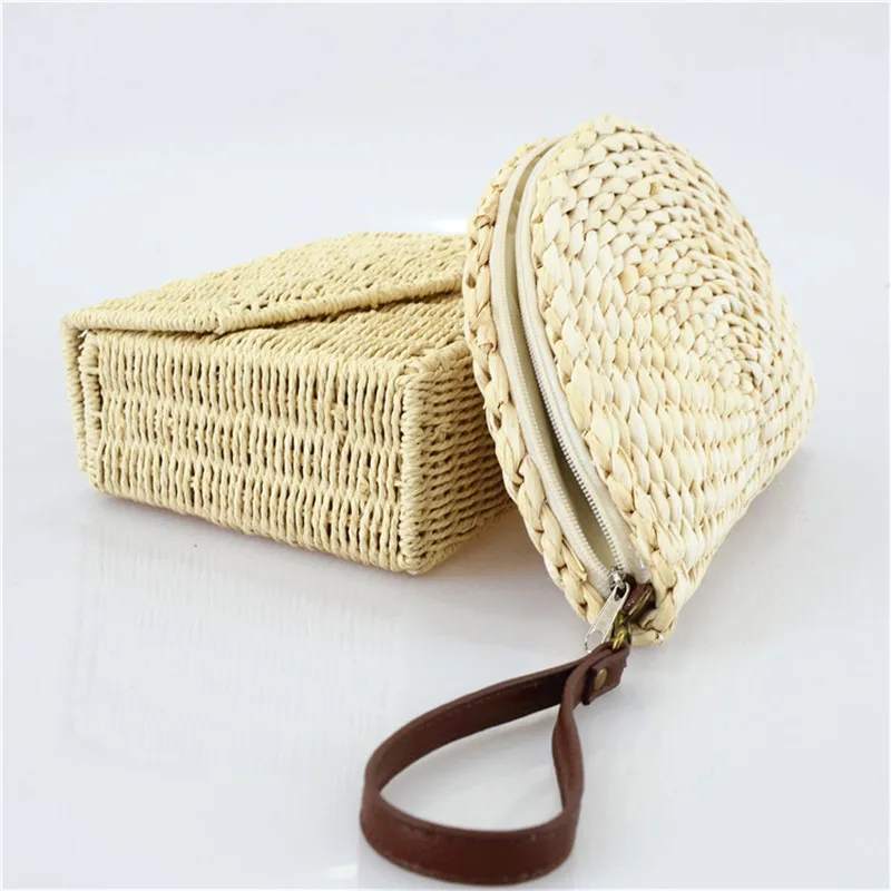 Плетеная пляжная сумочка ручной работы XMESSUN из ротанга соломенный полукруглый