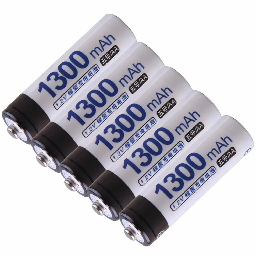 Самая низкая цена 5 шт АА батареи 1 2 v перезаряжаемые 1300 mAh nimh батарея для