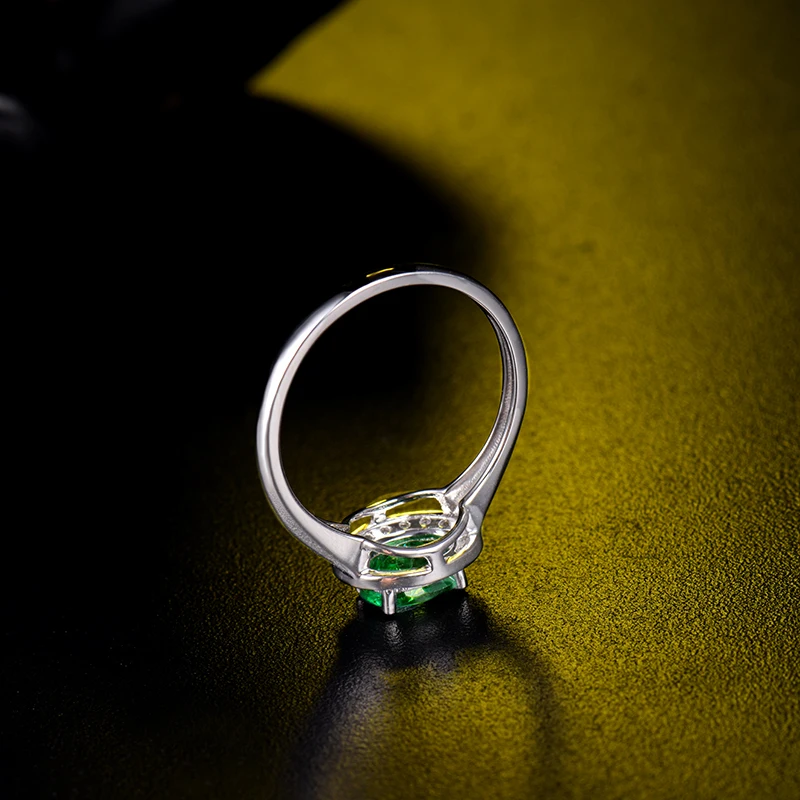 Ювелирные изделия овальные Настоящее 14K белое золото колумбийский изумруд алмаз