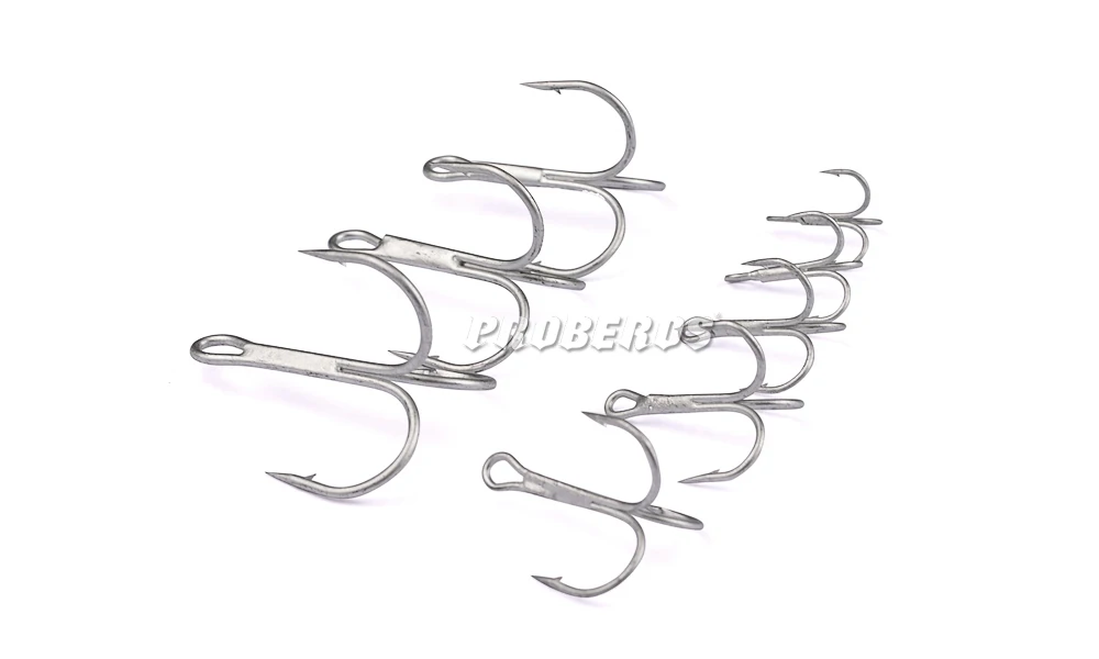 50PC Proberos Fishing Hook Treble FISHHOOK Overstriking Antirust Tackle 10#-2# High Carbon Steel | Спорт и развлечения