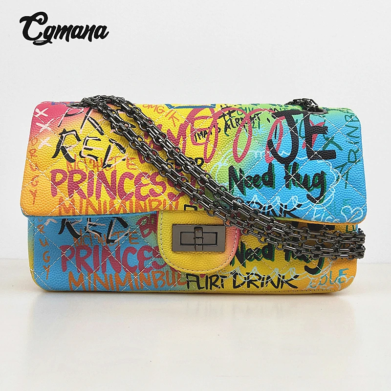 Сумка на цепочке с граффити для женщин коллекция 2020 года роскошные женские сумки