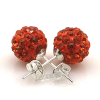 24 pairslot orange 10mm disco ball crystal ear nail for women fashion gift free shipping