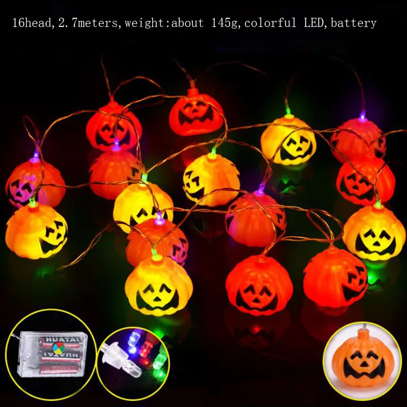 1set/lot Halloween Prop Pumpkin LED Light String Lamp White and Colorful Rope For Party Club Decorations | Дом и сад
