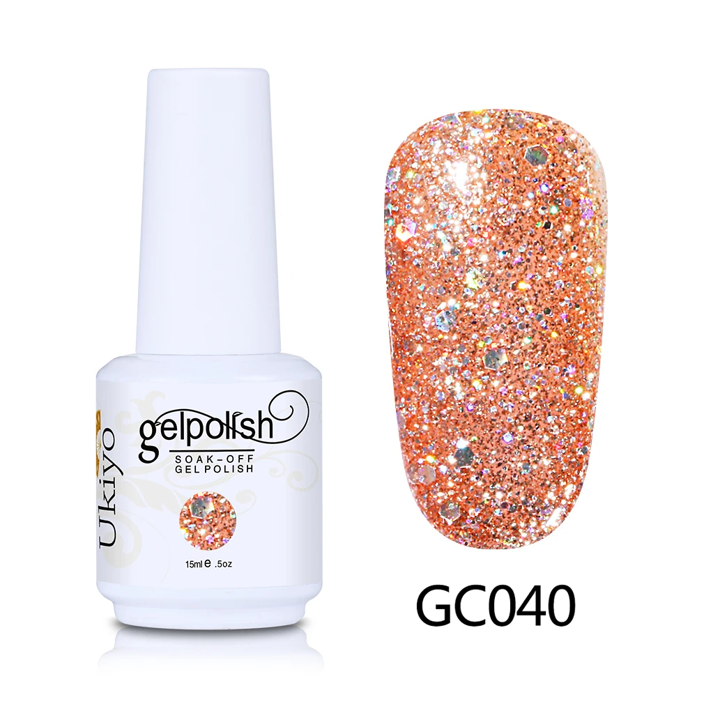 GC040 Ukiyo 15 мл гель для ногтей с блёстками лак отмачиваемый гель лак алмазные ногти Эмаль Лак Vernis Полупостоянный гель лак - Цвет: GC040