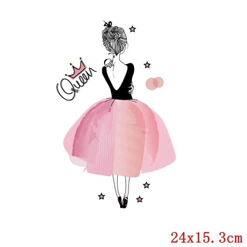 Антикварный цинк Pulaqi Beautiful Girls Iron-On Heat Transfers Vynil Heat Transfer Stickers Wholesale Patch For DIY Clothes Decor Applique Stripe - Цвет: Антикварный цинк