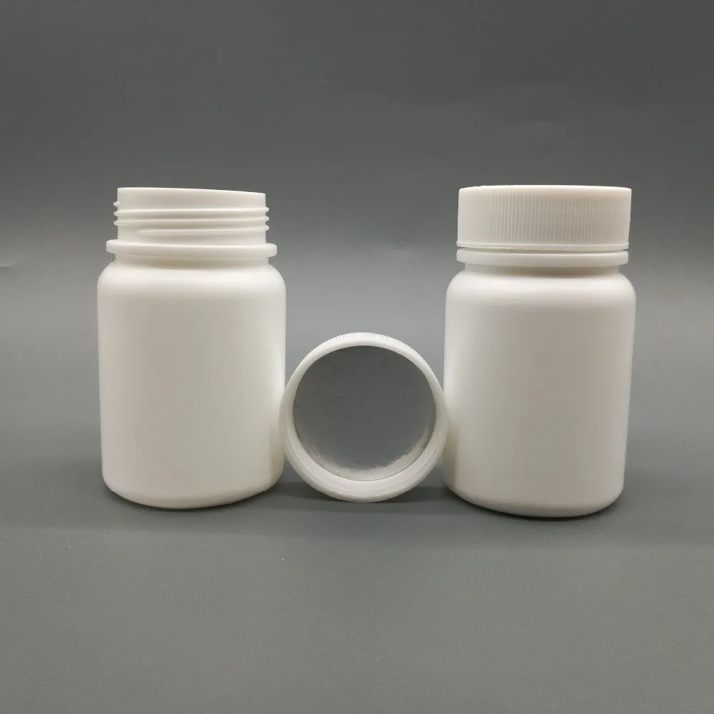Free shipping 100pcs/lot 60cc 60ml HDPE white Capsule bottle Plastic empty refillable pill Powder with Screw Cap | Красота и здоровье