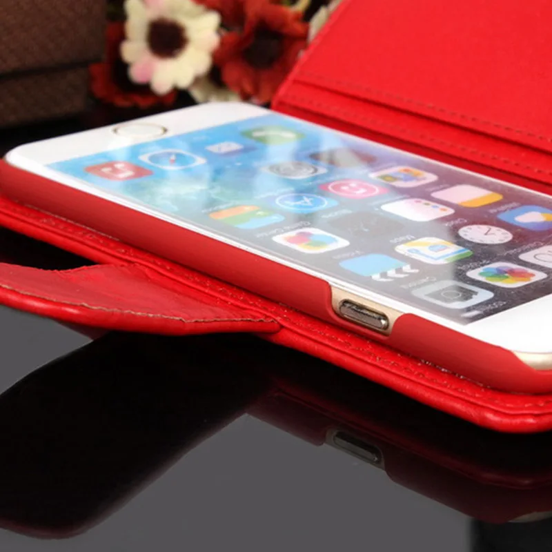 Мода Овчины чехол Для iPhone 6 s Бумажник флип телефон случаях кожа защитные