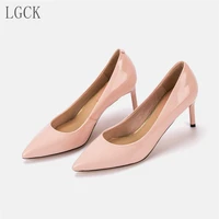 plus size 34 43 genuine leather women pumps shoes pointed toe patent leather office high heel quality wedding fashion sexy pump