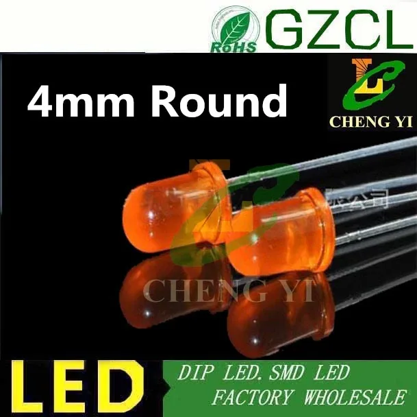 Желтый 4 миллиметровый круглый 2 контактный диод 0 5 в нм диффузор DIP led|light bulb ball ledled