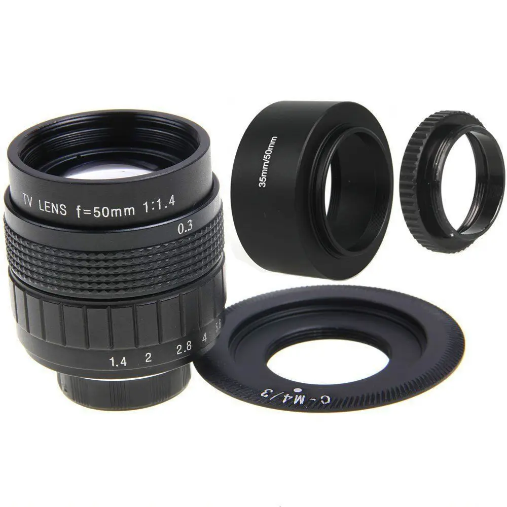 50 мм F1.4 CCTV кино объектив + C крепление бленда объектива макрокольцо для Panasonic GF5 GF6 G5