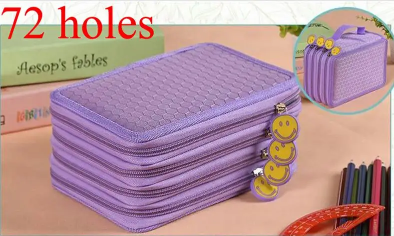 Purple 72 Holder 4 L 72 держателя/52 держателя портативный холщовый чехол для школьной ручки, тканевая сумка для карандашей etui, чехол для карандашей cuir, стилус для карандашей, ручка 4856 - Цвет: Purple 72 Holder 4 L