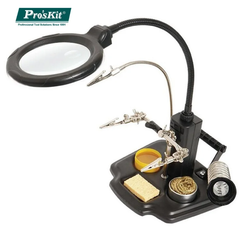 Pro'sKit SN 396 стеклянная лупа с светодиодный для пайки паяльных инструментов