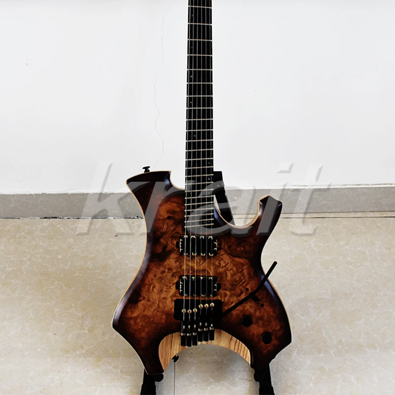 Безголовая гитара ebony fanned fret электрическая гитара ash body Camphor Burl Топ вверх вниз тремоло