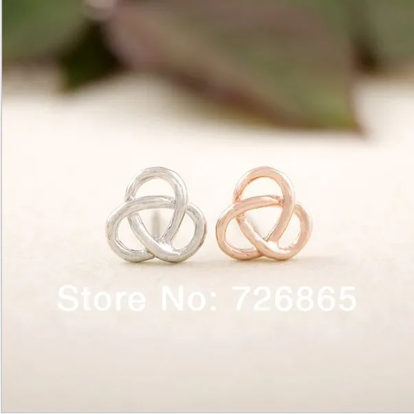 

Fashion Silver Pink Gold Color Three Circles Stud Earrings Factory Direct Sales