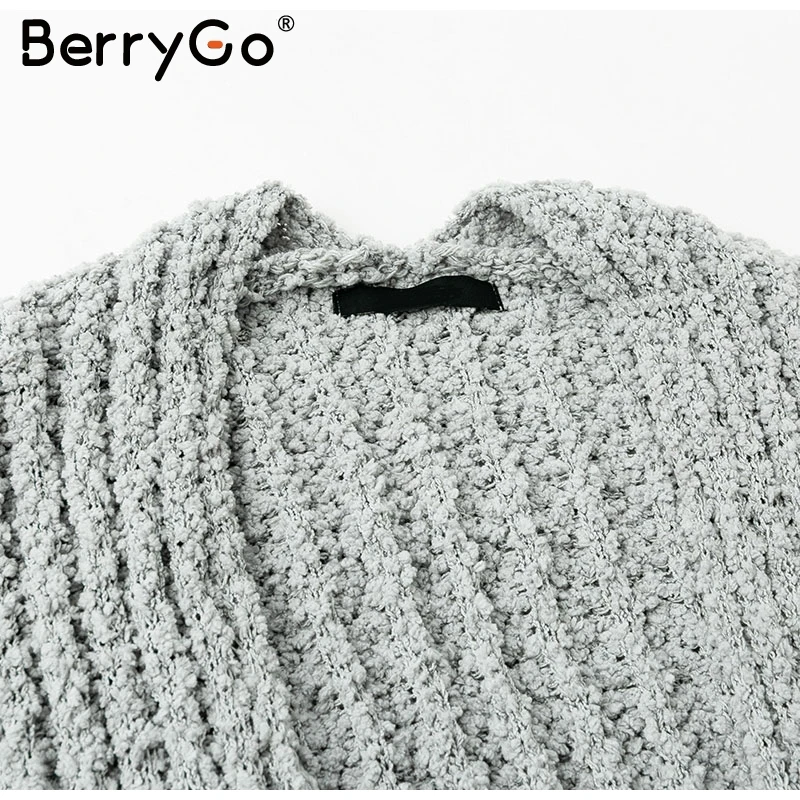 Женский вязаный свитер BerryGo длинный Свитер оверсайз 2018| |