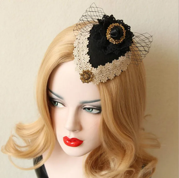 

British Retro Aristocratic Bow Hair Accessories Lace Net Yarn Headdress Hairpin Black Hair Accessories