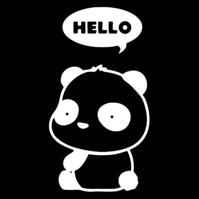 7.3CM*13.2CM Cute Panda Hello Thought Bubble Cartoon Vinyl Car Decals Stickers Styling Accessories Black Sliver C8-0967 | Автомобили и