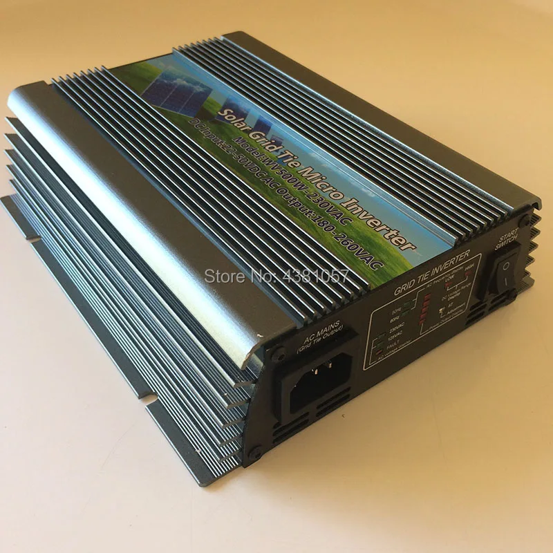 WV-500W микро сетки галстук инвертора для 30 V/36 V Панели Солнечные DC 22-с алюминиевой крышкой, 50В для AC110/220 В пер. тока, 50/60 Гц чистая синусоида инвертор
