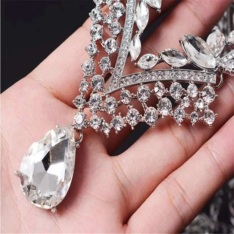 CC Ювелирные наборы серьги Crystal ожерелье Капля воды Обручальное Свадебные