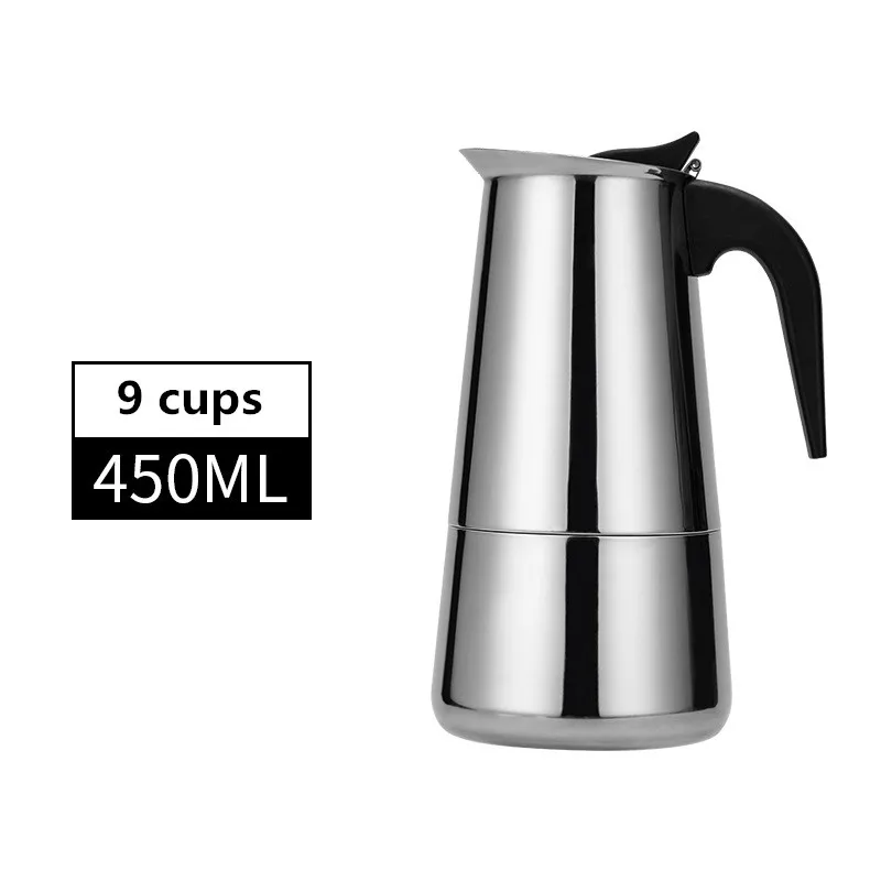 450ml-A European Style Espresso Maker Moka Coffee Pot Stainless Steel304 Latte Percolator With 12Cups/600 Milliliter Cappuccino Cafe Pot - Цвет: 450ml-A