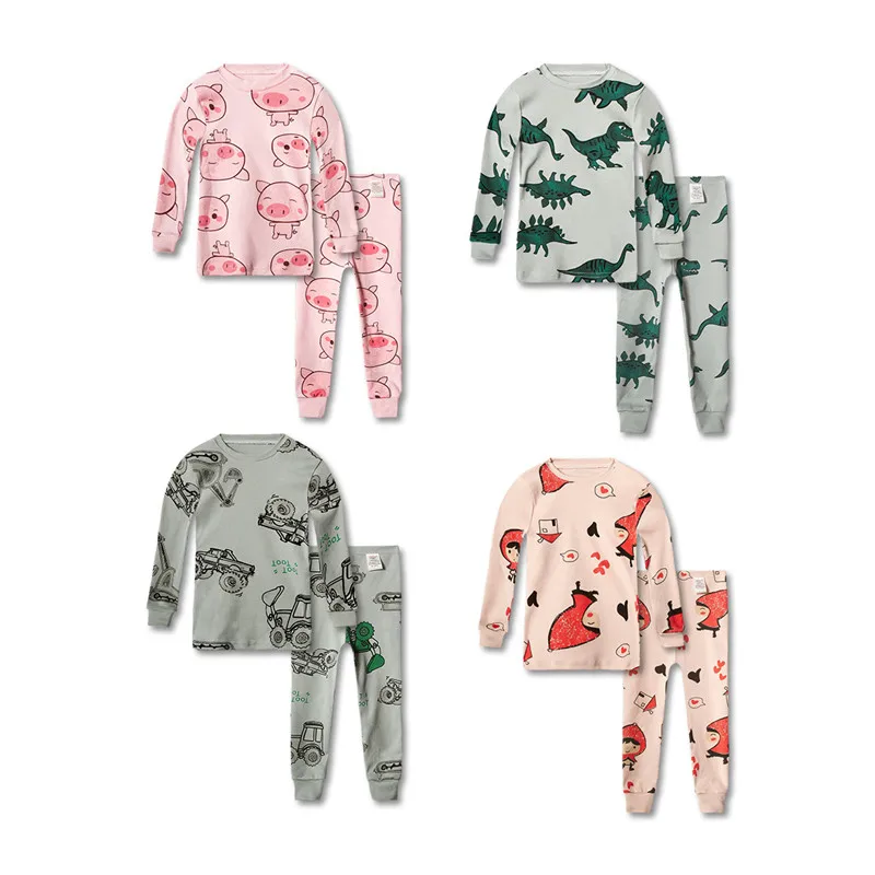 2 шт. осень весна обувь для мальчиков девочек животных пижамы с длинным рукавом