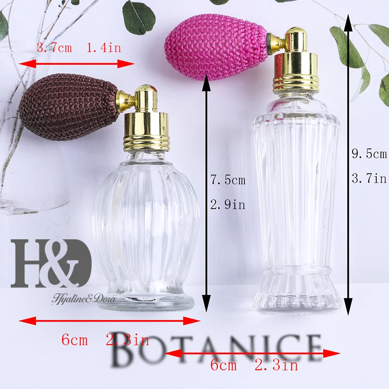 H & D набор из 2 прозрачных винтажных пустых многоразовых флаконов для духов