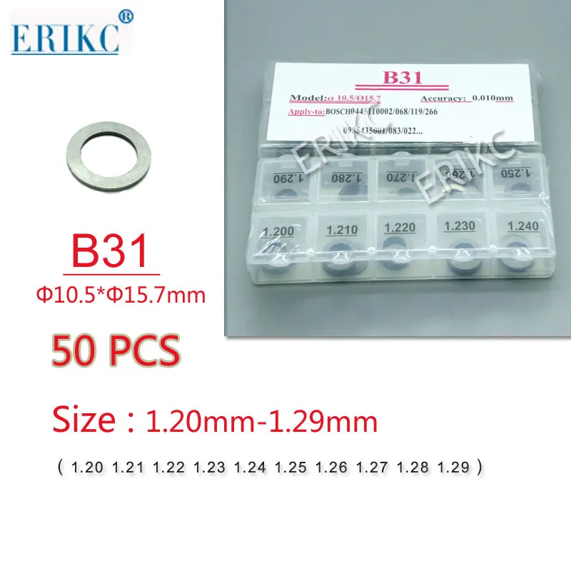 

ERIKC B31 Diesel Auto Accessory Injector Washer And Fuel Injection Shim Kits Different Types Of Gasket Size: 1.20mm--1.29mm