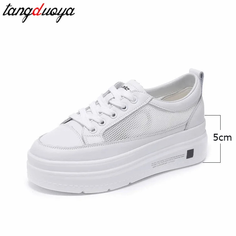 Ботинки с массивным каблуком женская дышащая обувь из сетчатого материала